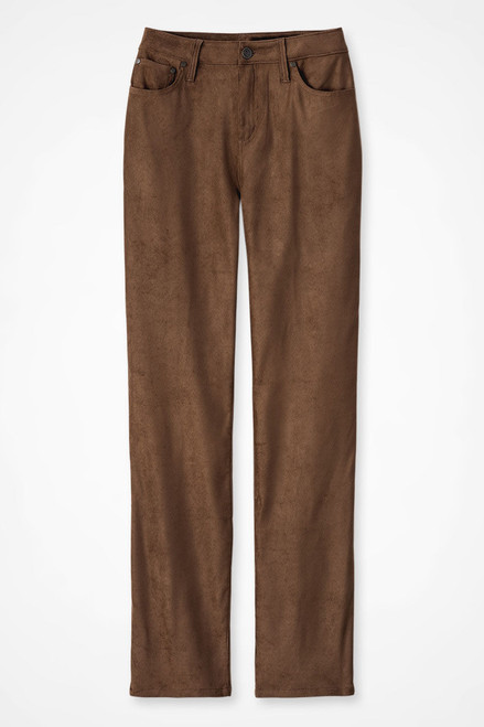 Faux Suede High Rise Straight Leg Pants