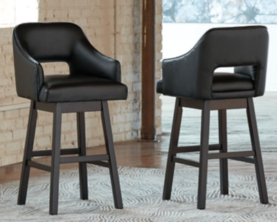Ashley Tallenger Black Dark Brown Bar Height Bar Stool (Set of 2)