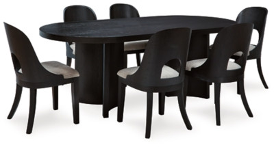 Ashley Rowanbeck Black Dining Table and 6 Chairs