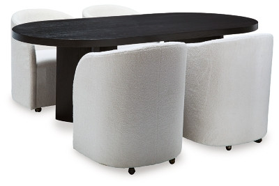 Ashley Rowanbeck Black Dining Table and 4 Chairs PKG018651