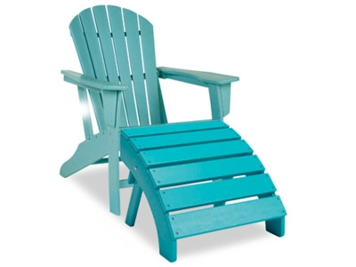 Ashley Sundown Treasure Turquoise Outdoor Adirondack Chair and Ottoman