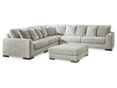 Ashley Regent Park Pewter 5-Piece Sectional with Ottoman