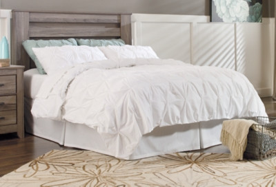 Ashley Zelen Warm Gray King/California King Panel Headboard Bed with Mirrored Dresser