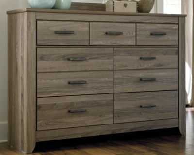 Ashley Zelen Warm Gray Queen/Full Panel Headboard Bed with Dresser