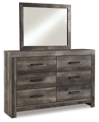 Ashley Wynnlow Gray King Poster Bed with Mirrored Dresser, Chest and 2 Nightstands