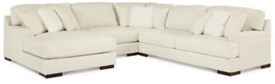 Ashley Zada Ivory 4-Piece Sectional with Ottoman 52204/16/46/67/77/08
