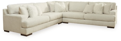 Ashley Zada Ivory 3-Piece Sectional with Ottoman