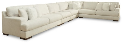 Ashley Zada Ivory 5-Piece Sectional with Ottoman