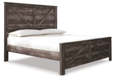 Ashley Wynnlow Gray King Crossbuck Panel Bed with Dresser