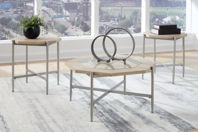 Ashley Varlowe Bisque Table (Set of 3)