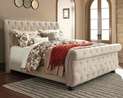 Ashley Willenburg Linen Queen Upholstered Sleigh Bed