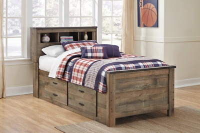 Ashley Trinell Brown Twin Bookcase Bed with 2 Storage Drawers
