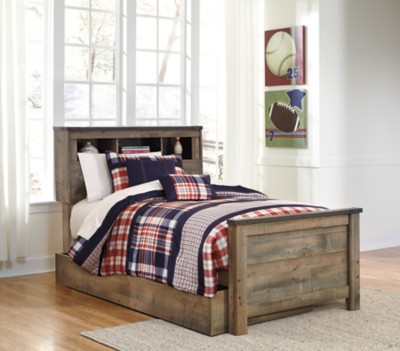 Ashley Trinell Brown Twin Bookcase Bed with 1 Large Storage Drawer