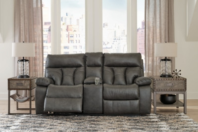 Ashley Willamen Quarry Reclining Loveseat with Console