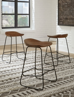 Ashley Wilinruck Brown Black Counter Height Stool (Set of 3)