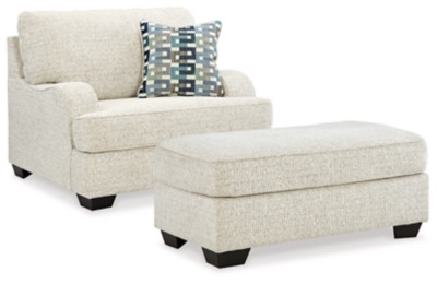 Ashley Valerano Parchment Chair and Ottoman