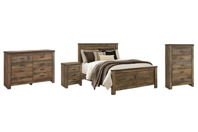 Ashley Trinell Brown Queen Panel Bed with Dresser, Chest and Nightstand