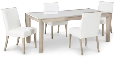 Ashley Wendora Bisque White Dining Table and 4 Chairs