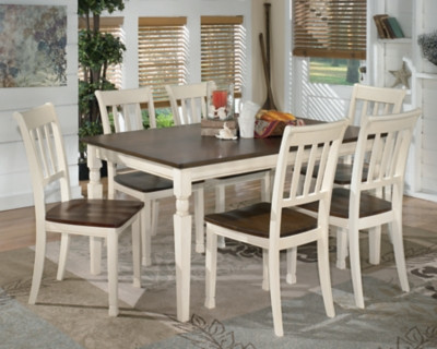 Ashley Whitesburg Brown Cottage White Dining Table and 6 Chairs