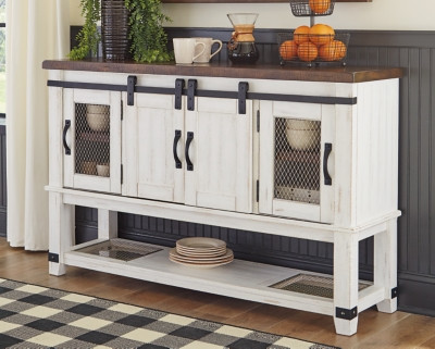 Ashley Valebeck White Brown Dining Server