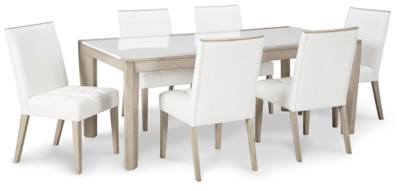 Ashley Wendora Bisque White Dining Table and 6 Chairs