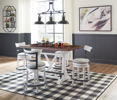 Ashley Valebeck White Counter Height Dining Table and 4 Barstools