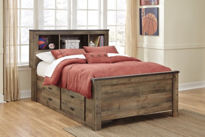 Ashley Trinell Brown Full Bookcase Bed with 2 Storage Drawers