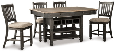 Ashley Tyler Creek Black Gray Counter Height Dining Table and 4 Barstools