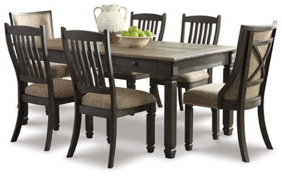 Ashley Tyler Creek Black Gray 7-Piece Dining Set with Table, 4 Chairs and 2 Framed Back Chairs