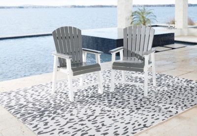 Ashley Transville Gray White Outdoor Dining Arm Chair (Set of 2)