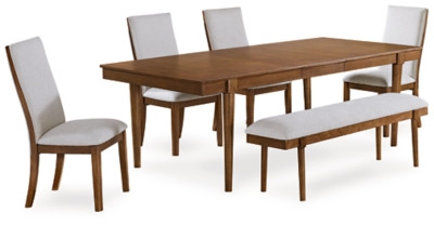 Ashley Lyncott Brown Dining Table and 4 Chairs and Bench