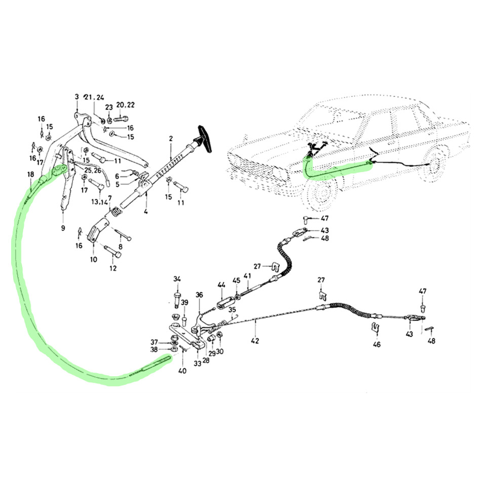 Front E-Brake Cable (PL510 - Datsun 510)
