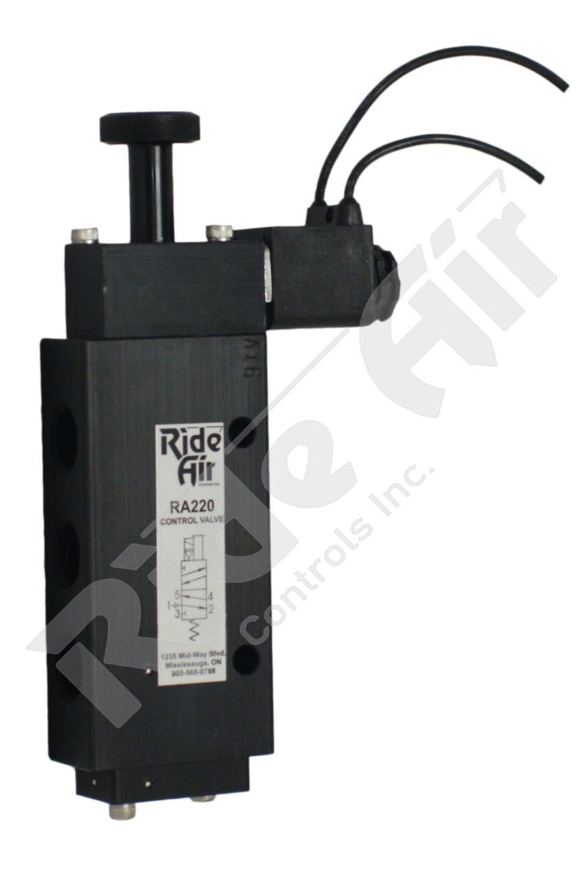 RA220 - 5 Port Spring Return Solenoid, w/ Manual Override, Internal Pilot