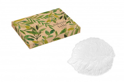 Nature's Table Tray Leaf White 7 x 6