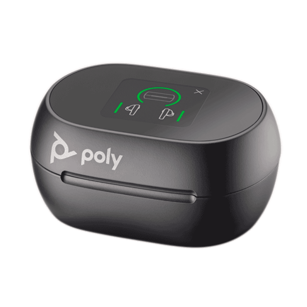 Poly True Voyager Case, Wireless Free Carbon Touchscreen Black, UC, Charge 60+ TEAMS USB-A, Earbuds,