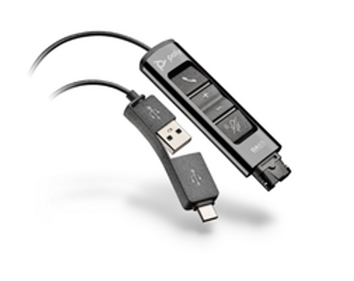 Poly DA85 Digital Adapter for USB to QD (218267-01) Compatible with legacy headsets.  Includes both USB-A and USB-C connectors on one cable.