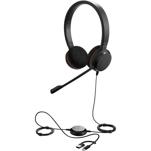 Jabra Evolve 20, Corded Headset, USB-C Headset, +USB-C/A Adapter, UC, Stereo (4999-829-289-01)
