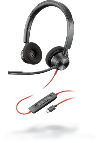 Blackwire BW3320-M USB-C corded dual ear headset, C/A adapter, TEAMS