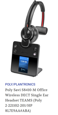 Poly Savi S8445 Office Wireless DECT Convertible Headset (Poly  2-221107-201/HP 8L7F8AA#ABA)