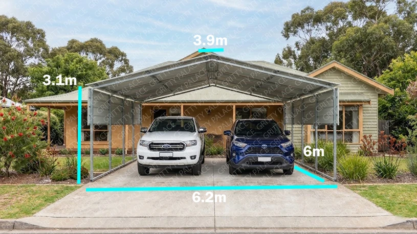 ULTRA 6.2m x 6m | Steel Carport Kit | Portable Shade Shed | Heavy-Duty Caravan Cover | Carport Shed 