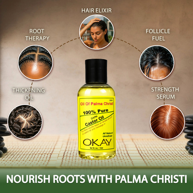 OKAY Pure Naturals 100% Dark Castor Oil - 4 oz / 118 ml