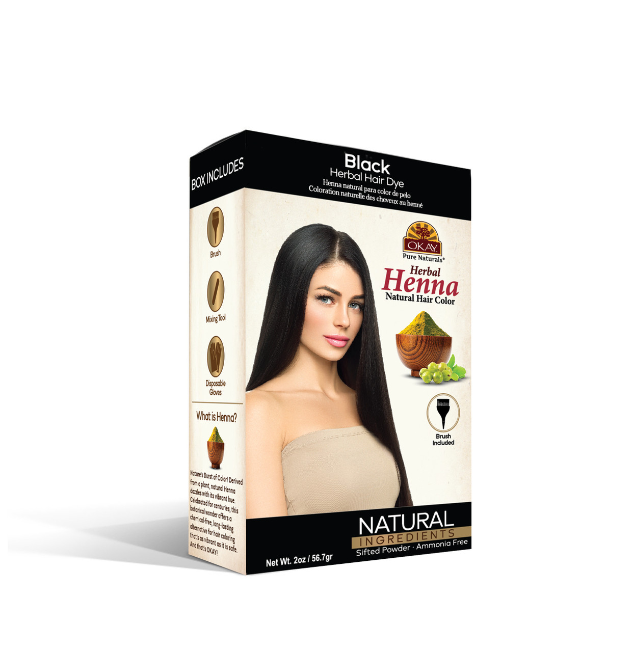 OKAY Herbal HENNA NATURAL Black Hair COLOR - 56.7 gr
