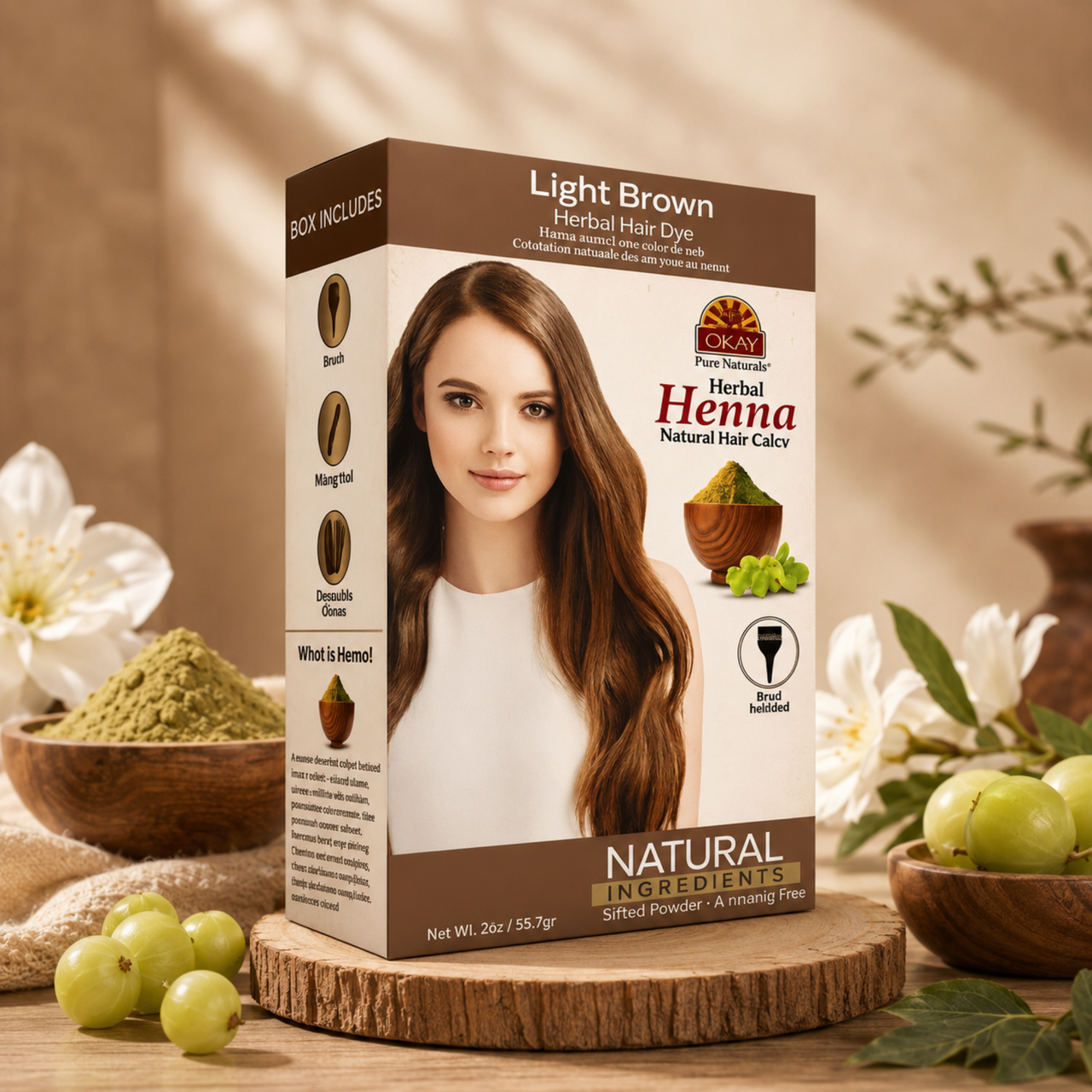 OKAY Pure Naturals Light Brown Herbal Henna Natural Hair Color - 2