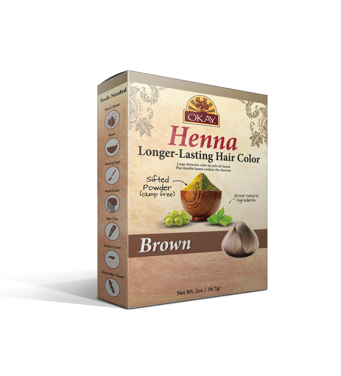 OKAY Brown Henna Longer Lasting Hair Color - 2 oz / 56.7 g