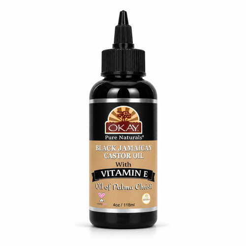 OKAY Pure Naturals Black Jamaican Castor Oil with Vitamin E & Panthenol - 4 oz / 118 ml