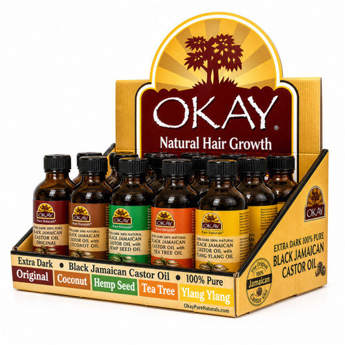 OKAY Pure Naturals Black Jamaican Castor Oil Display