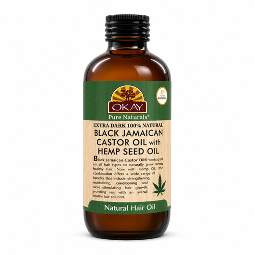OKAY Pure Naturals Xtra Dark Black Jamaican Castor Oil with Hemp Oil - 4 oz / 118 ml