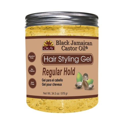 OKAY BLACK JAMAICAN HAIR STYLING GEL, REGULAR HOLD 34.5OZ