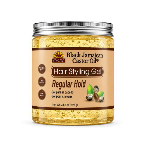 OKAY Regular Hold Black Jamaican Castor Oil Hair Styling Gel - 34.5 oz / 978 gr