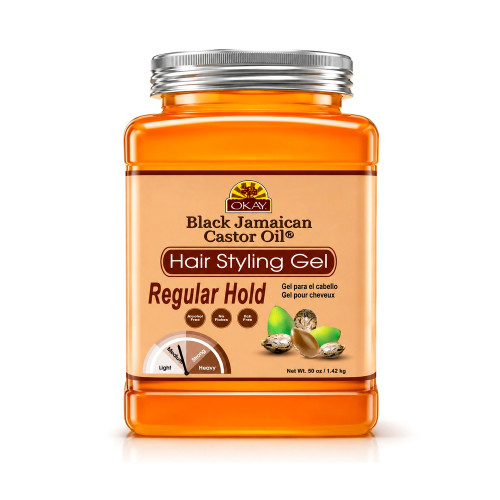OKAY Regular Hold Black Jamaican Castor Oil Hair Styling Gel - 50 oz / 1479 ml
